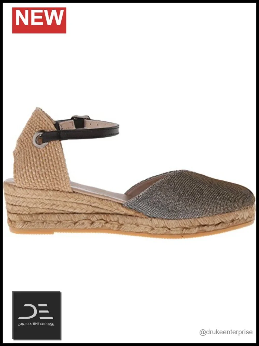 Leather Rubber Wedge Sandals Ankle Strap Padded Insole Summer Party